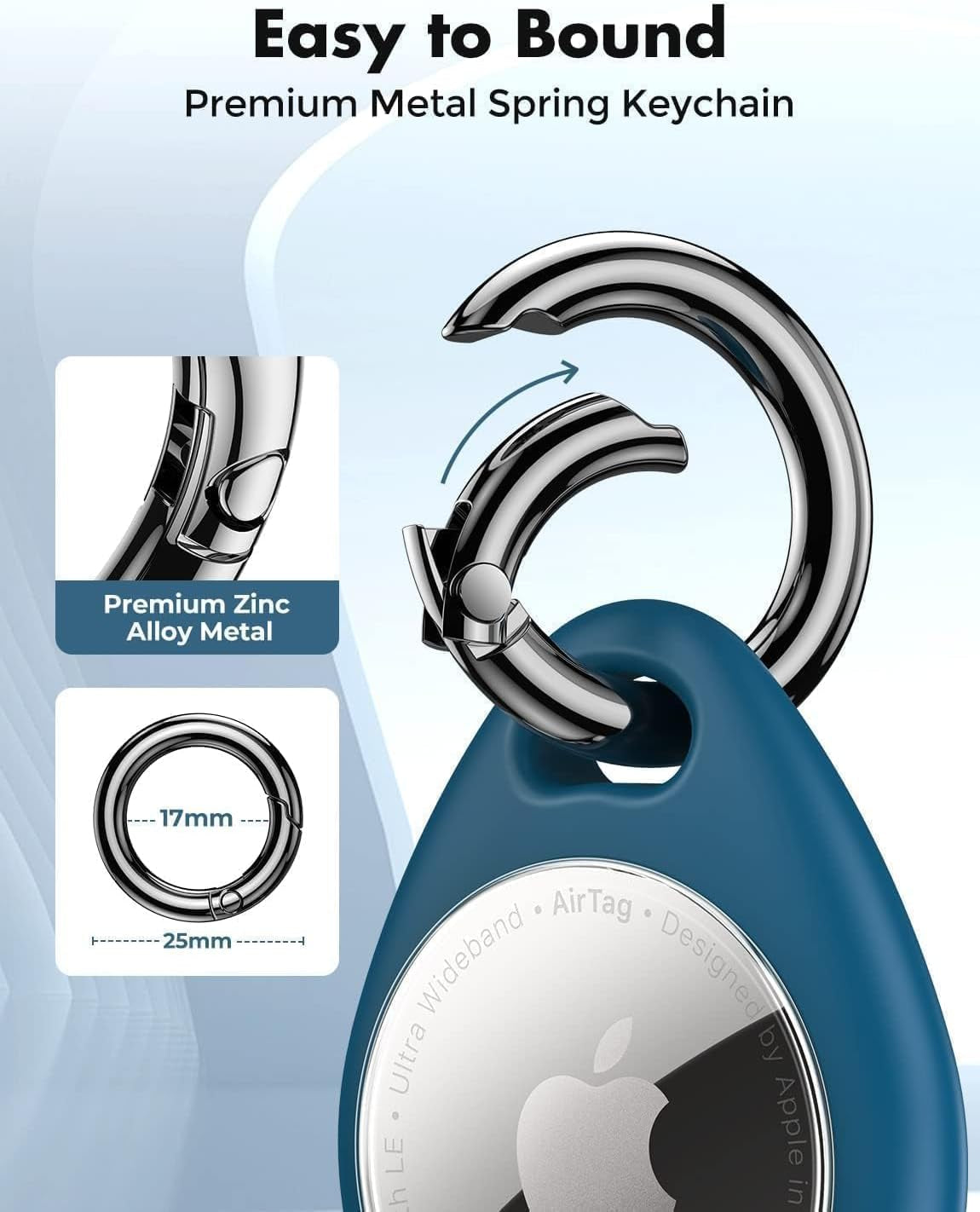 Custodia Protettiva 360° per AirTag 1ª e 2ª Gen. – Set 4 con Moschettone