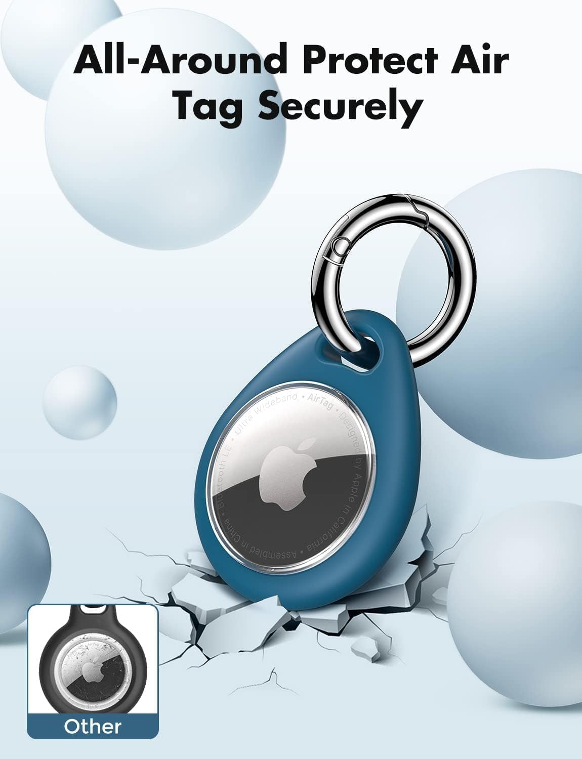 Custodia Protettiva 360° per AirTag 1ª e 2ª Gen. – Set 4 con Moschettone