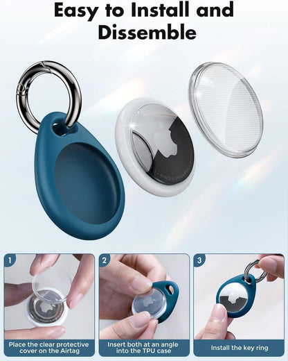 Custodia Protettiva 360° per AirTag 1ª e 2ª Gen. – Set 4 con Moschettone