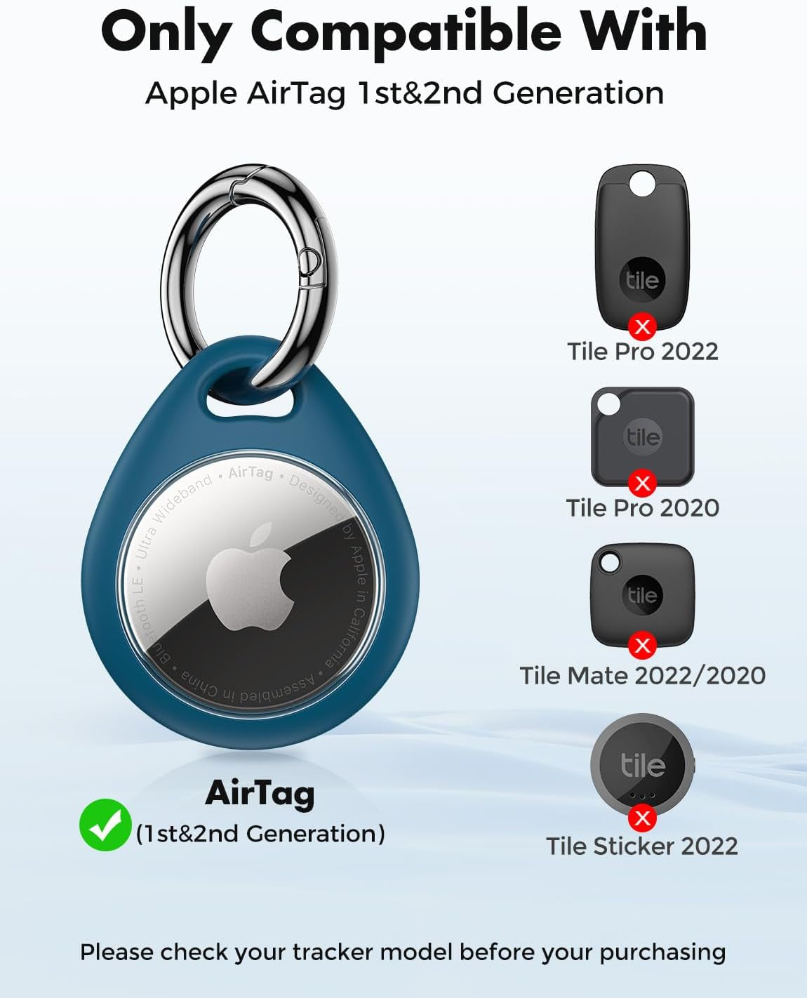 Custodia Protettiva 360° per AirTag 1ª e 2ª Gen. – Set 4 con Moschettone