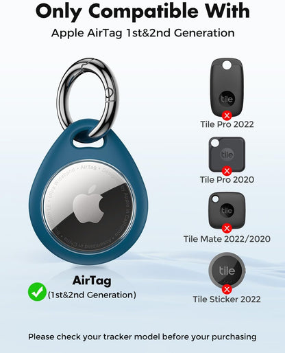 Custodia Protettiva 360° per AirTag 1ª e 2ª Gen. – Set 4 con Moschettone